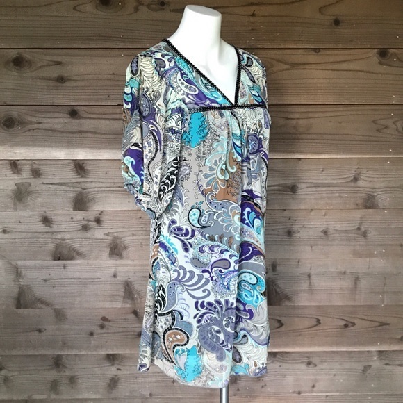 Max Rave Sheer V Front, Half Sleeve Dress Sz Med - Picture 3 of 8